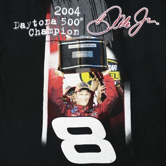 Dale Earnhardt Jr T-shirt XL Black Daytona 500 Double Sided Nascar 2004 Vintage - Picture 5 of 6